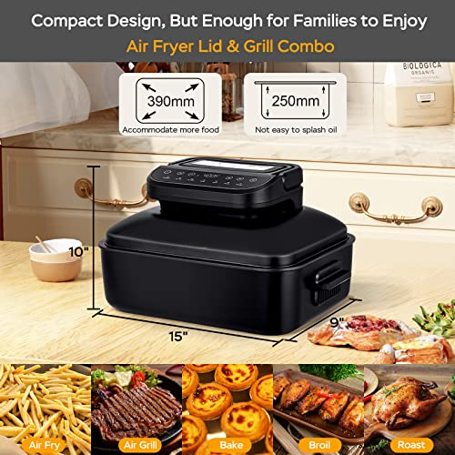 Crystal Air Fryer Lid & Electric Indoor Grill Combo, 6-in-1 Air Fryer Oven, Grill & Griddle المقلاة الهوائية ومجموعة الشواية الكهربائية الداخلية ، المقلاة الهوائية 6 في 1 من كريستال Crystal Air Fryer Lid & Electric Indoor Grill Combo, 6-in-1 Air Fryer Oven, Grill & Griddle المقلاة الهوائية ومجموعة الشواية الكهربائية الداخلية ، المقلاة الهوائية 6 في 1 من كريستال